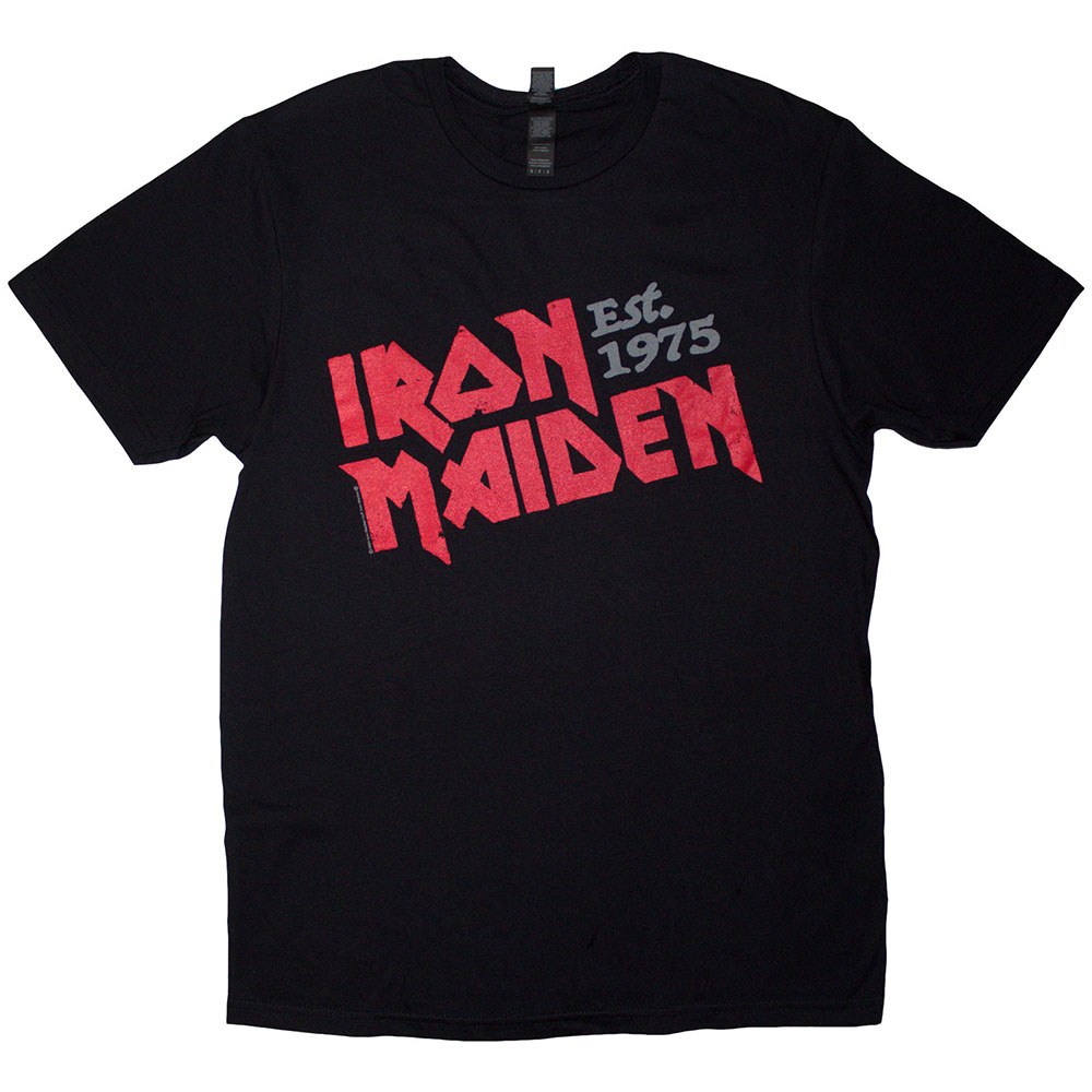 Iron Maiden - Est. 1975 Slanted Logo Heren T-shirt - Zwart